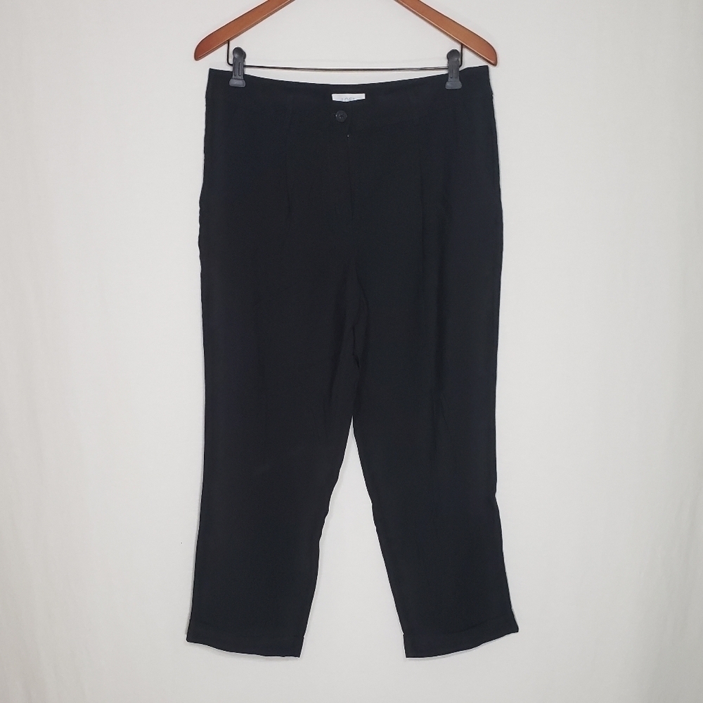 Loft Outlet Black Cuffed Trousers Size 10 Petite Tapered Leg Pants